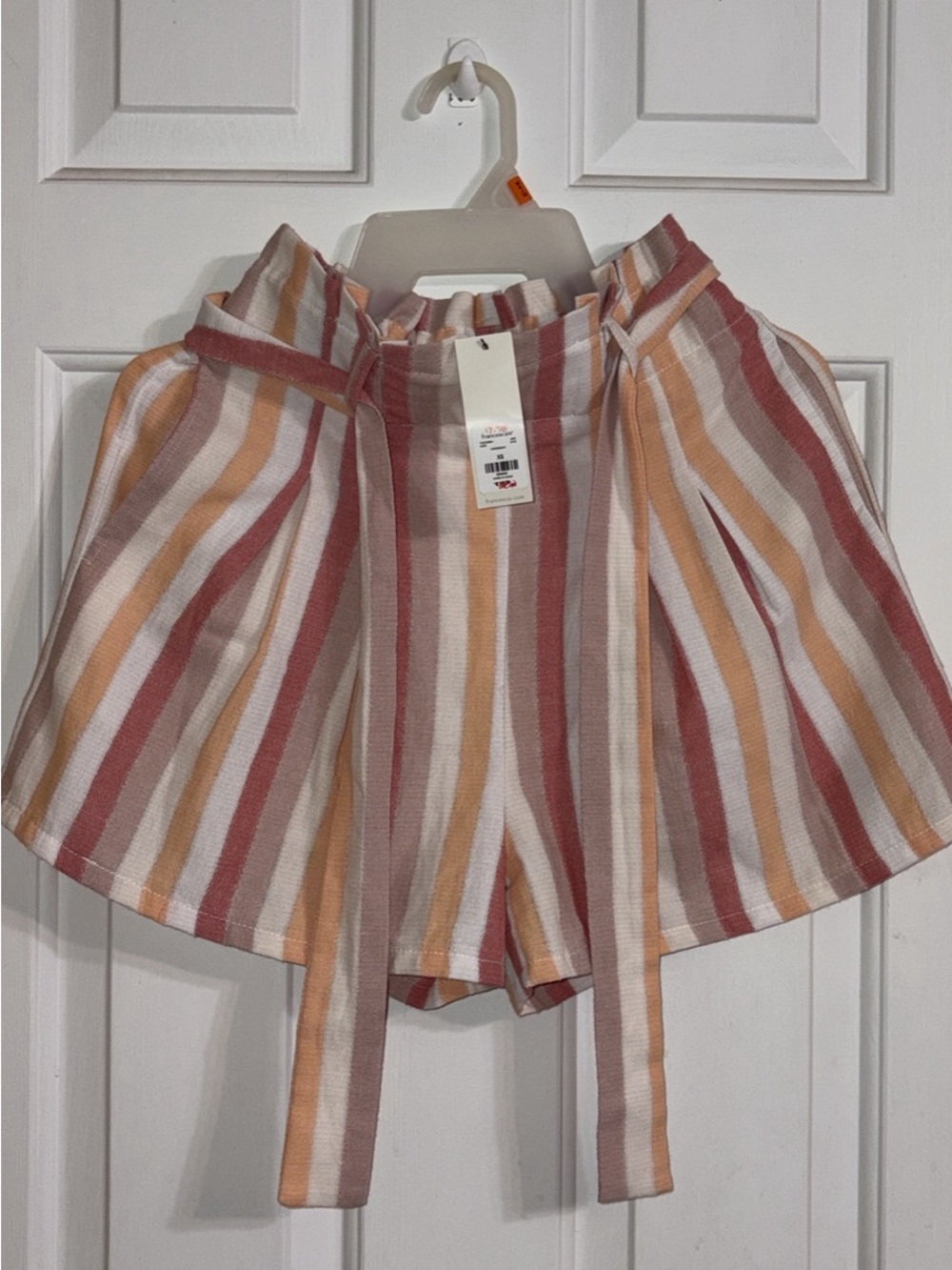 NWT Mi Ami Cotton XS Women's Pull On Elastic Waist Belted Shorts 3" Inseam